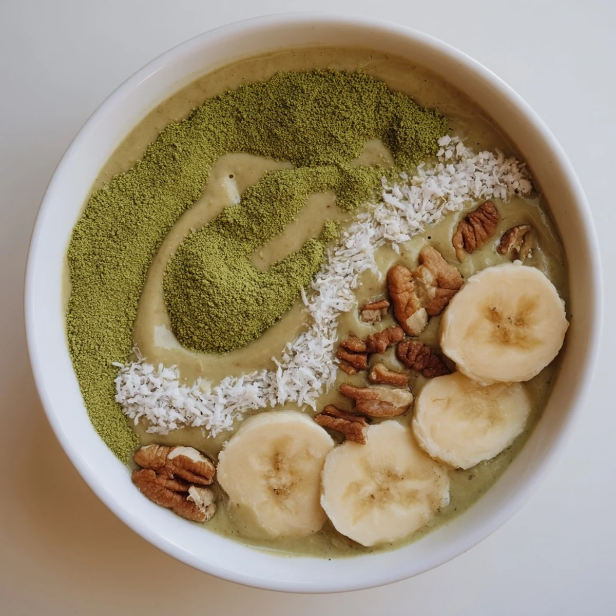 Enjoy a spoonful of chilled High-Protein Eggnog Matcha Overnight Oats, perfect for busy mornings.