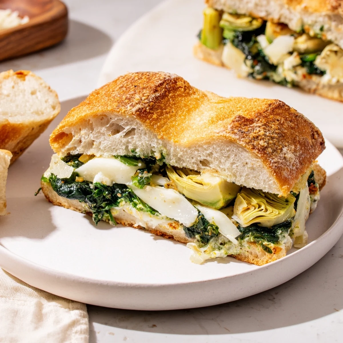 Melted cheese and creamy Air Fryer Spinach & Artichoke Dip grilled cheese, perfect for a cozy lunch.