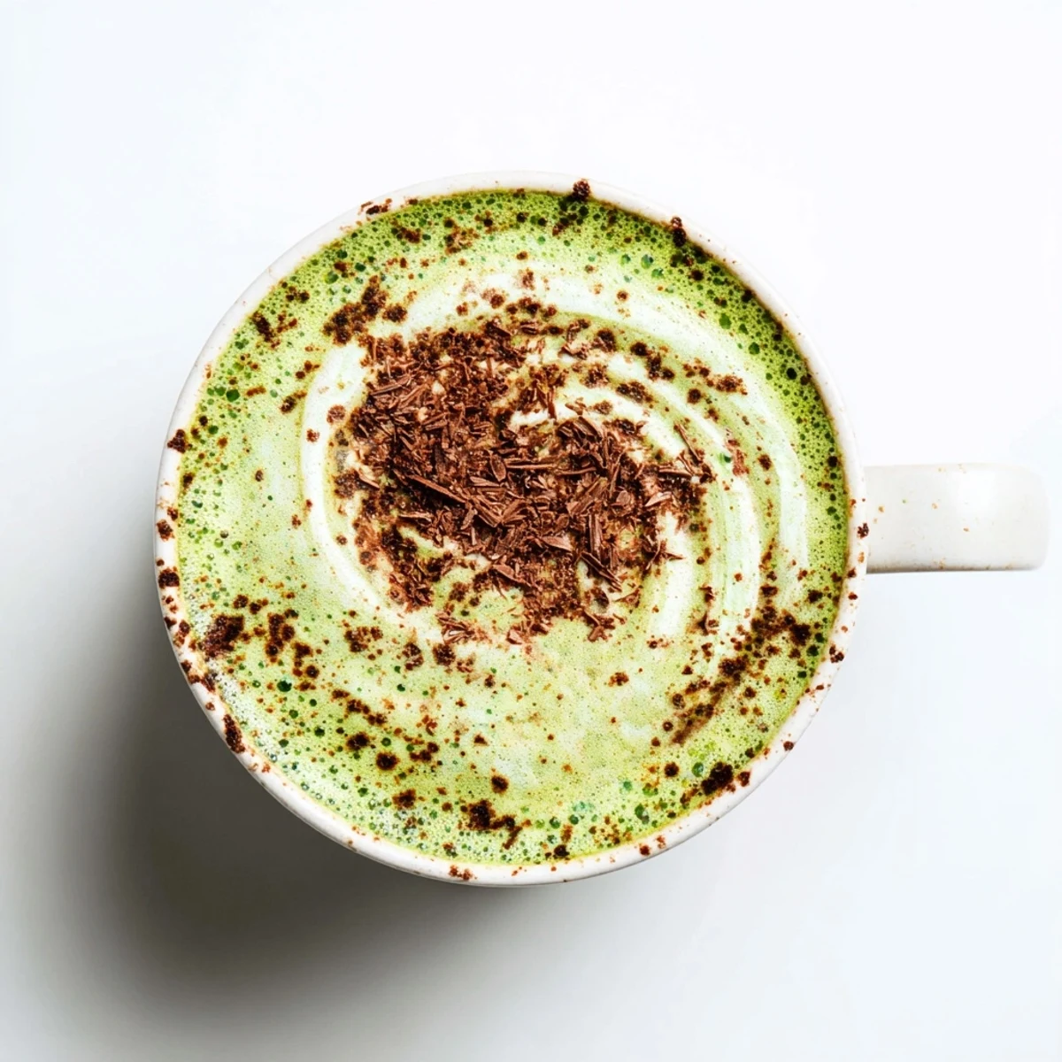 Enjoy the warming aroma of the Collagen Peppermint Mocha Matcha Latte, a creamy morning delight topped with whipped cream.