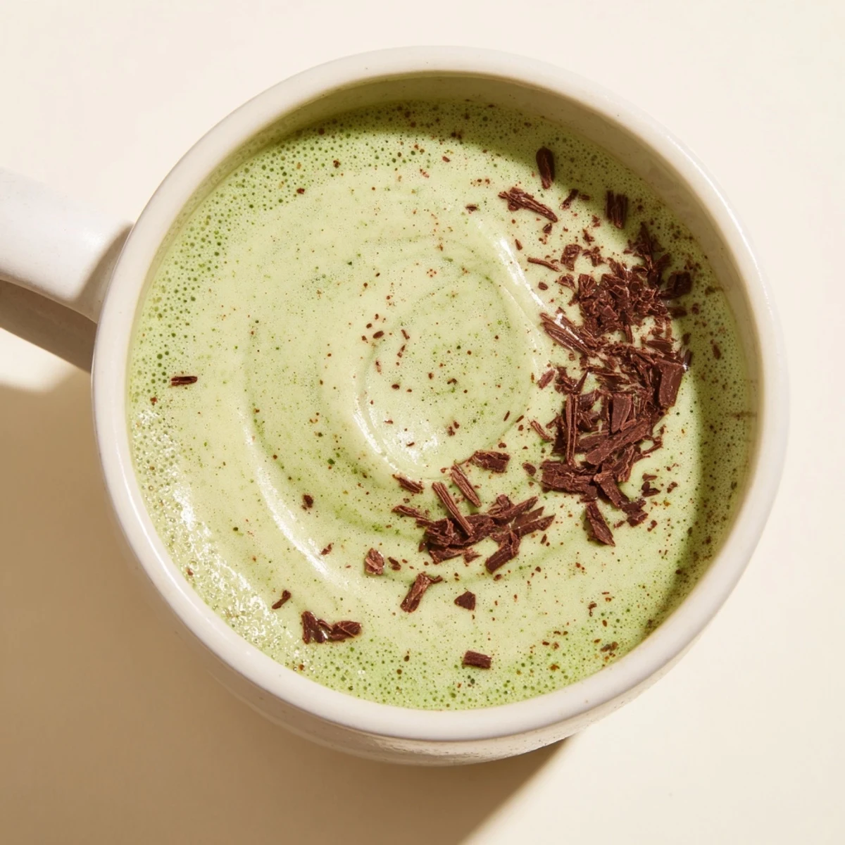 Imagine a perfectly blended Collagen Peppermint Mocha Matcha Latte, ready to sip and experience the sweet minty notes.
