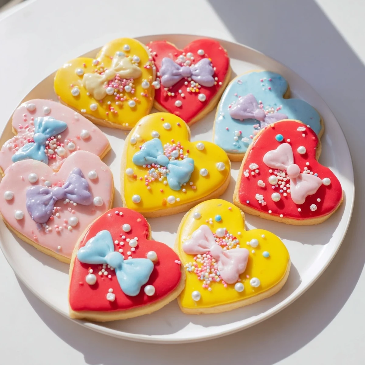 Celebrate with beautifully decorated Pretty Bows Heart & Star Cookies, complete with sprinkles and edible pearls.