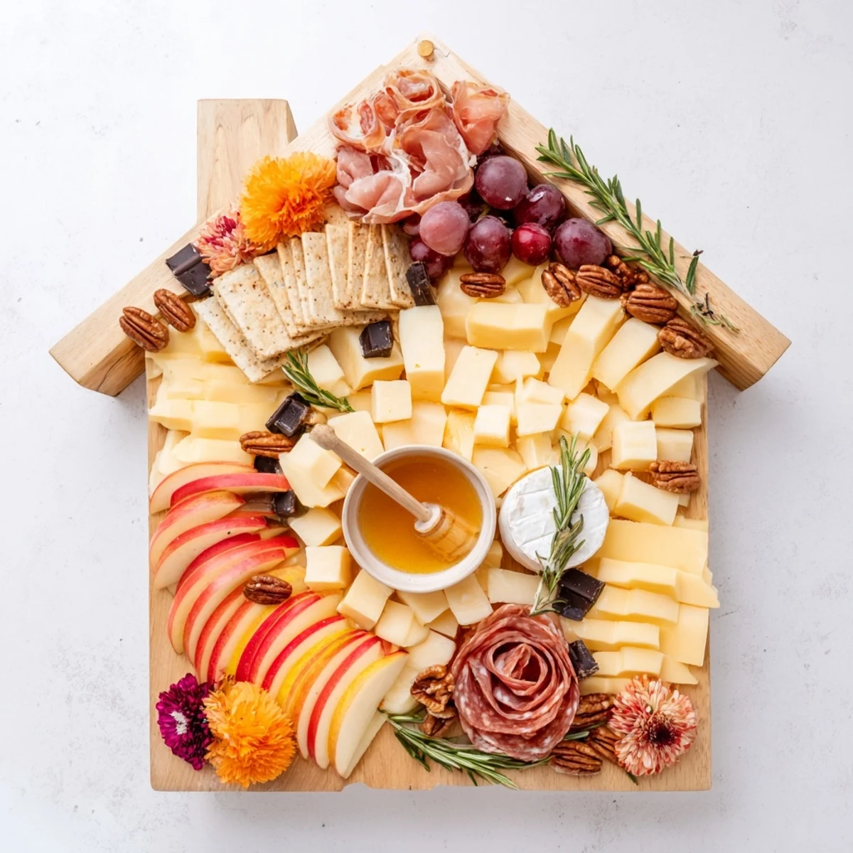 Beautifully arranged Sweet Home Charcuterie Board offering a delicious assortment of sweet and savory snacks.