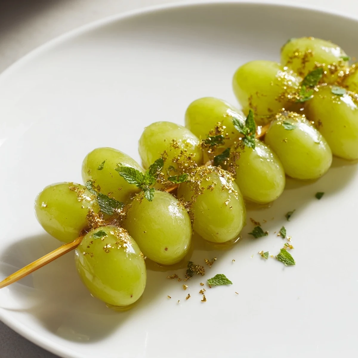 Delicious Grapes of Luck Countdown Skewers served on a platter, ready for each celebratory chime at midnight.