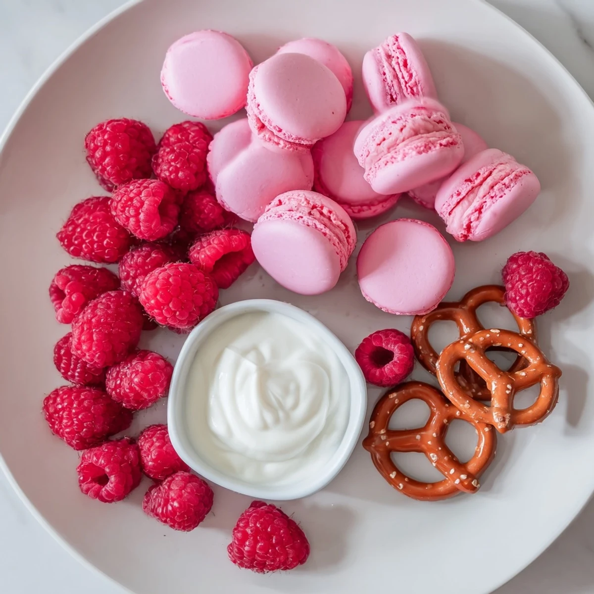 This Baby Reveal snack board presents beautifully arranged pink and blue appetizers, perfect for celebrating.