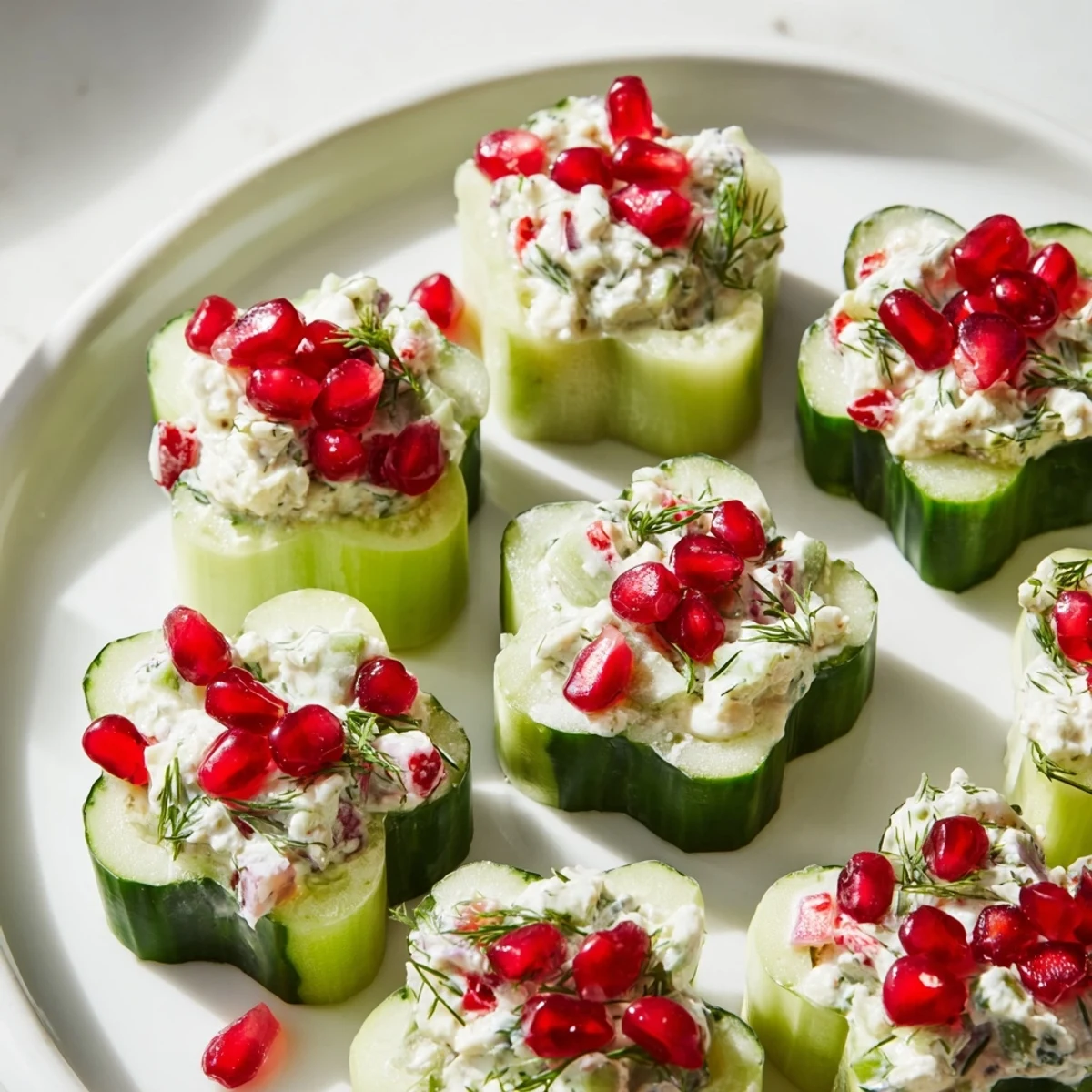 Homemade snowflake cucumber cups offer a stunning presentation of creamy winter salad appetizers, ready to enjoy.