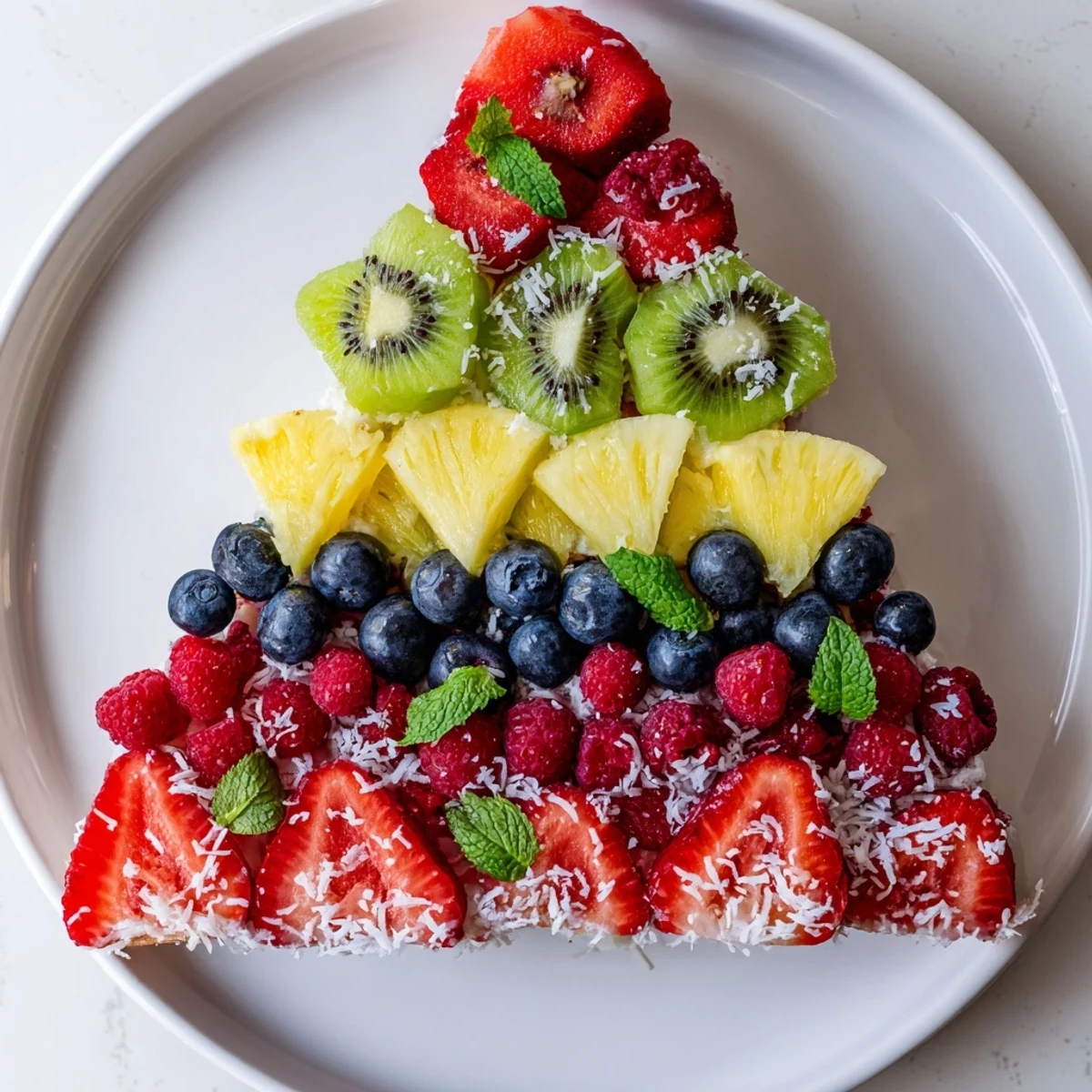 Vibrant Birthday Board: Cake Slice shaped fruit platter overflowing with juicy berries and melon slices.