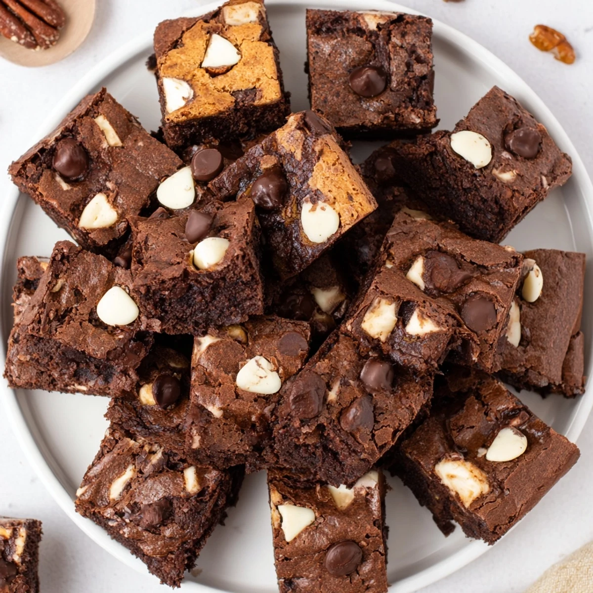 A delightful dessert platter with assorted brownie and blondie squares, ready to enjoy.