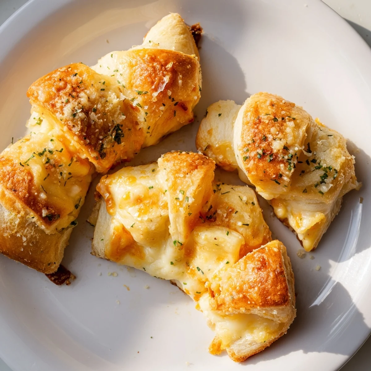 Golden Savory Rolls: Crescent Roll Baked Cheese Bites, overflowing with melted cheese, ready to eat.
