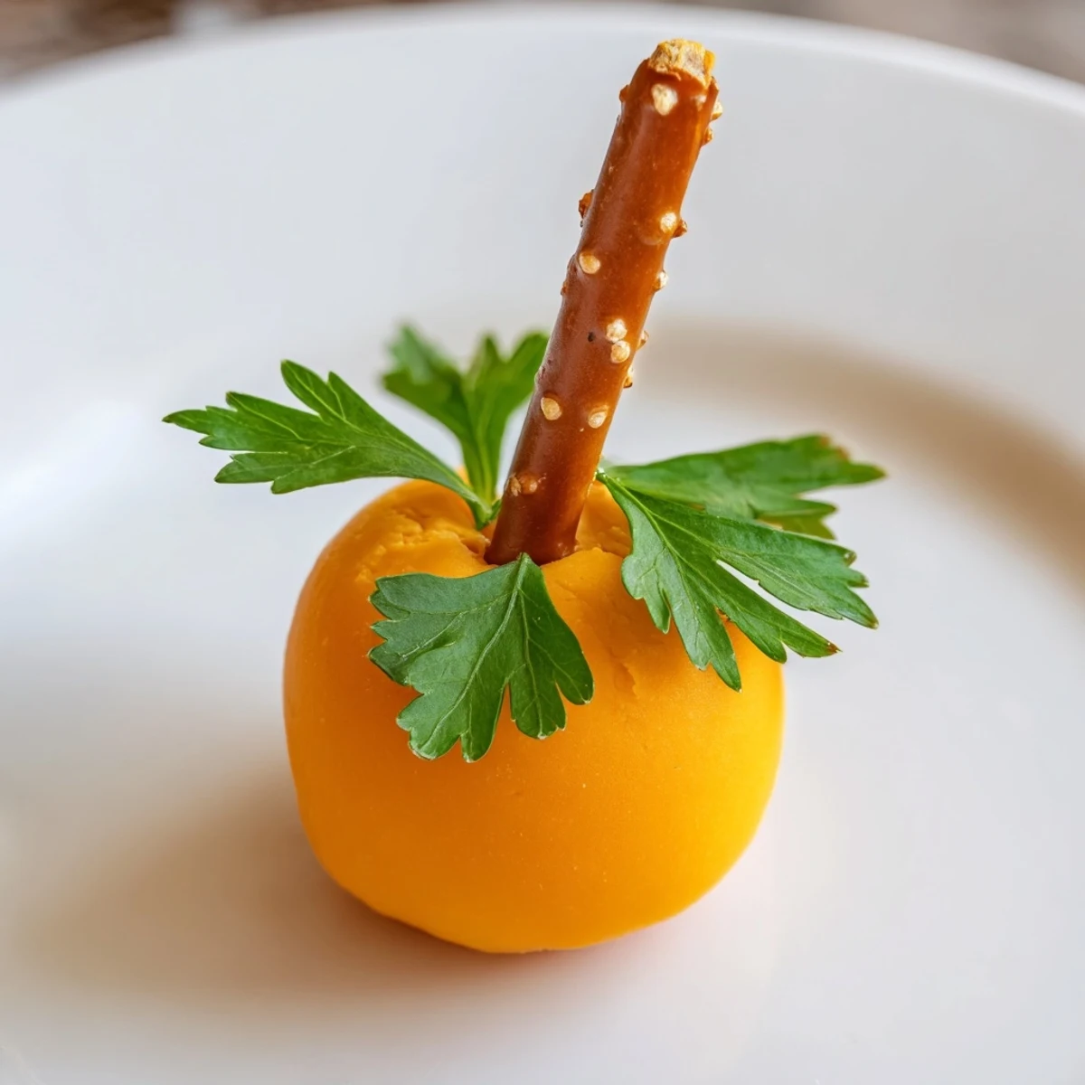 A vibrant Pumpkin Patch Grid appetizer with cheese balls shaped like charming orange pumpkins.