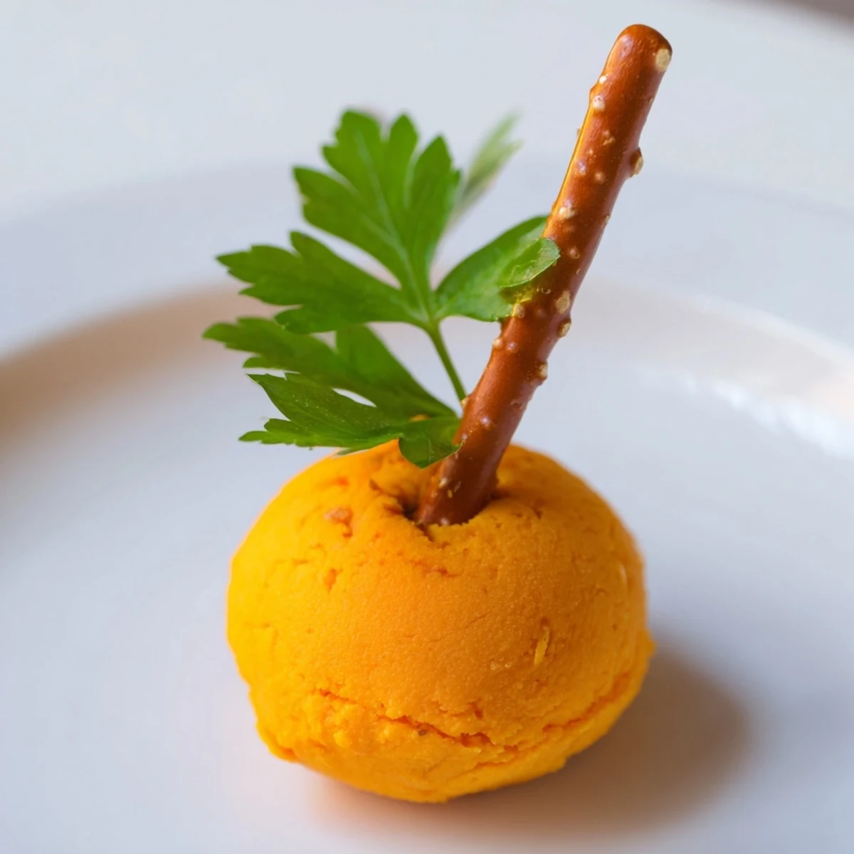 The Pumpkin Patch Grid, a festive autumn snack, features orange cheese balls with pretzel stems.