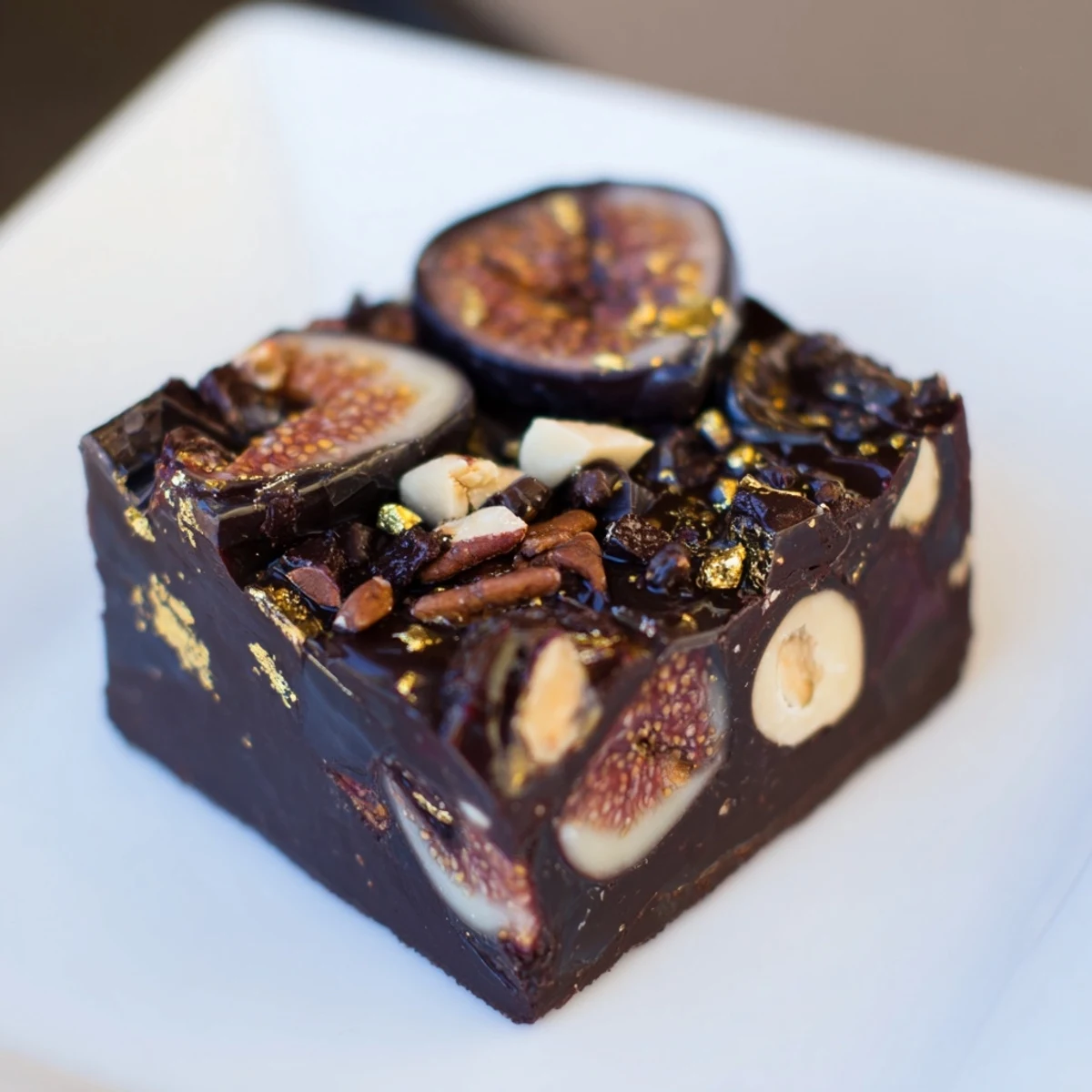 Dark figs, olives, and chocolate come together in this stunning The Midnight Mosaic dessert recipe.