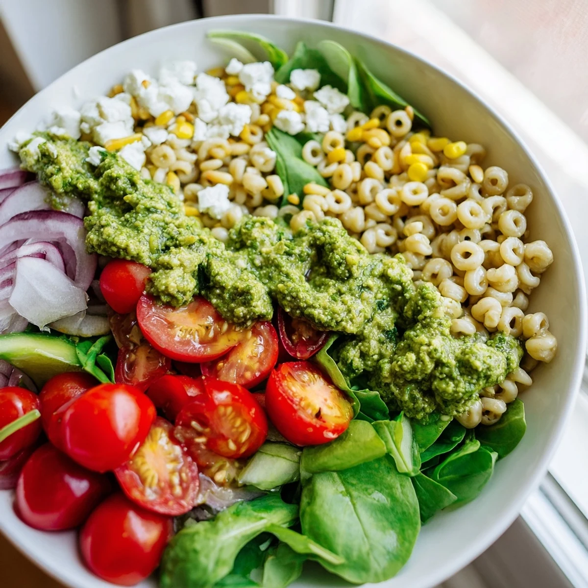 Pesto Chickpea Spinach Salad