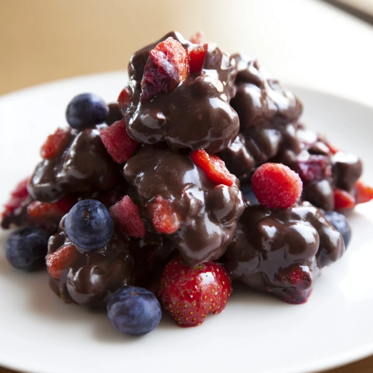 Refreshing and easy homemade Chocolate Yogurt Clusters studded with juicy berries, a perfect snack.