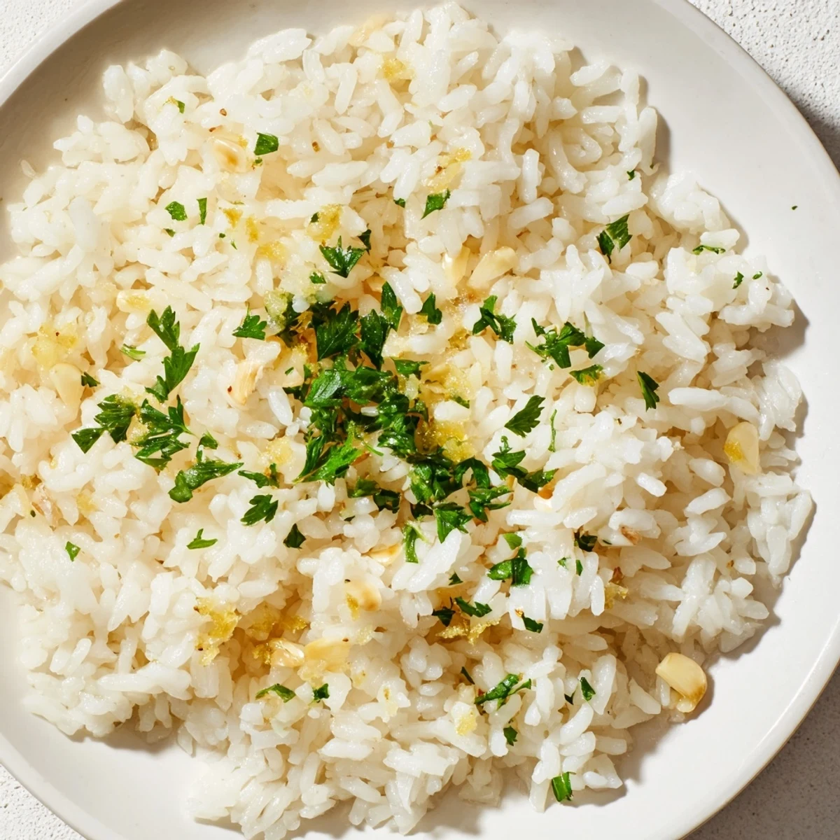 Perfectly cooked, aromatic garlic butter rice, a comforting base for any dinner, with fluffy grains.