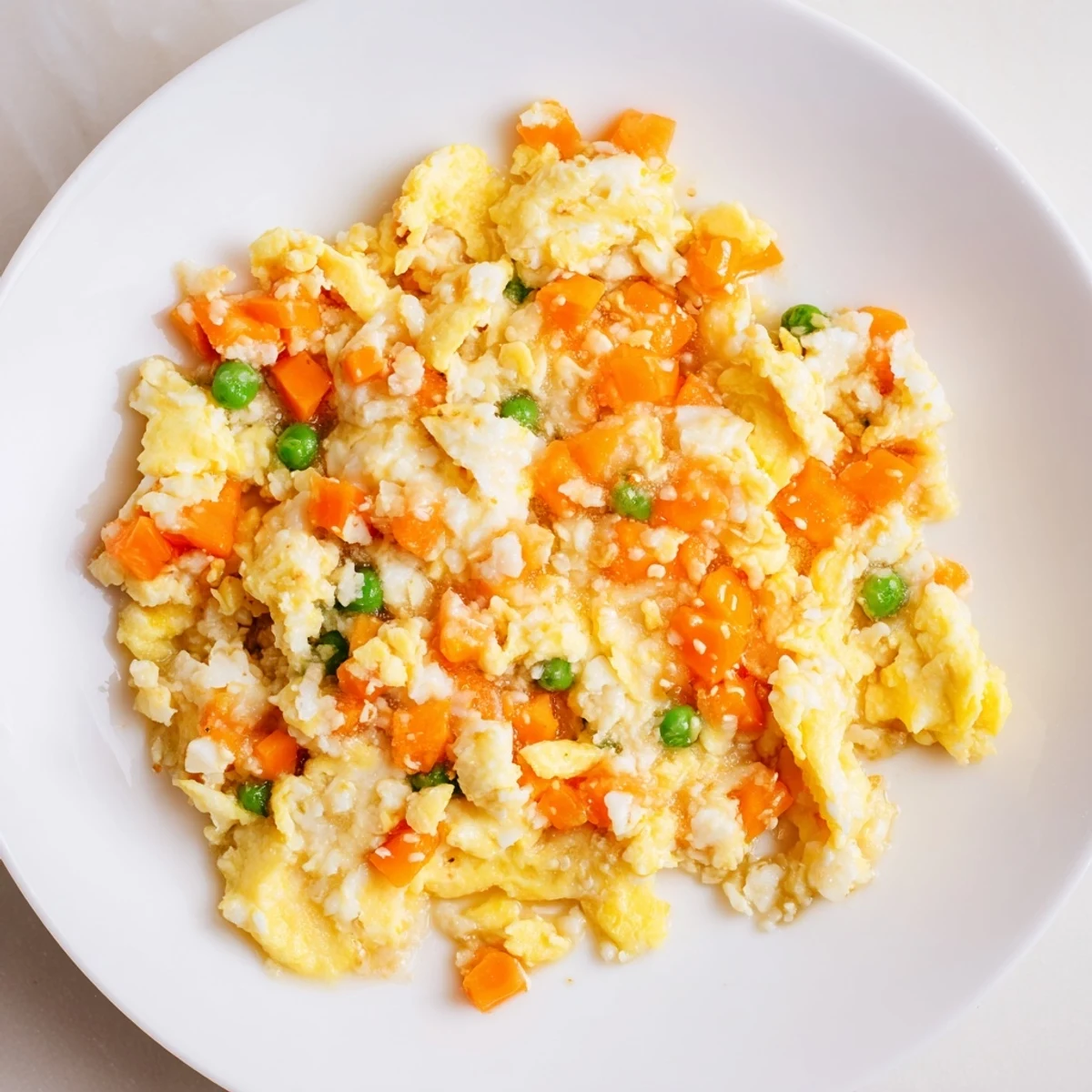 A close-up of golden-brown Egg Fried Rice, a quick and satisfying vegetarian weeknight dinner.