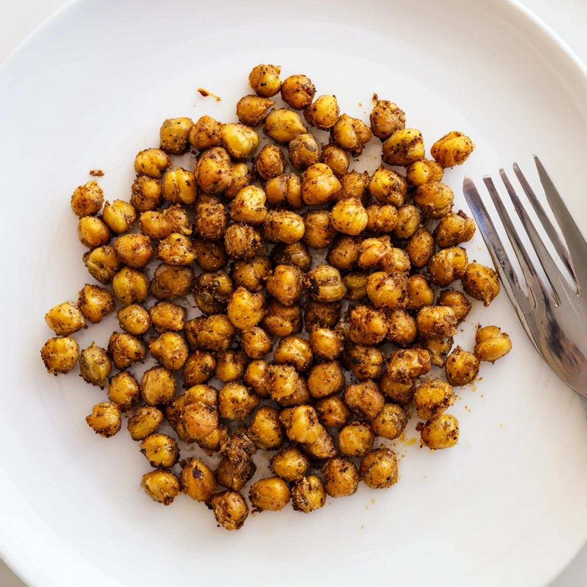 Golden, crispy chickpeas roasted with smoky paprika and cumin, spiced to perfection for a savory snack.