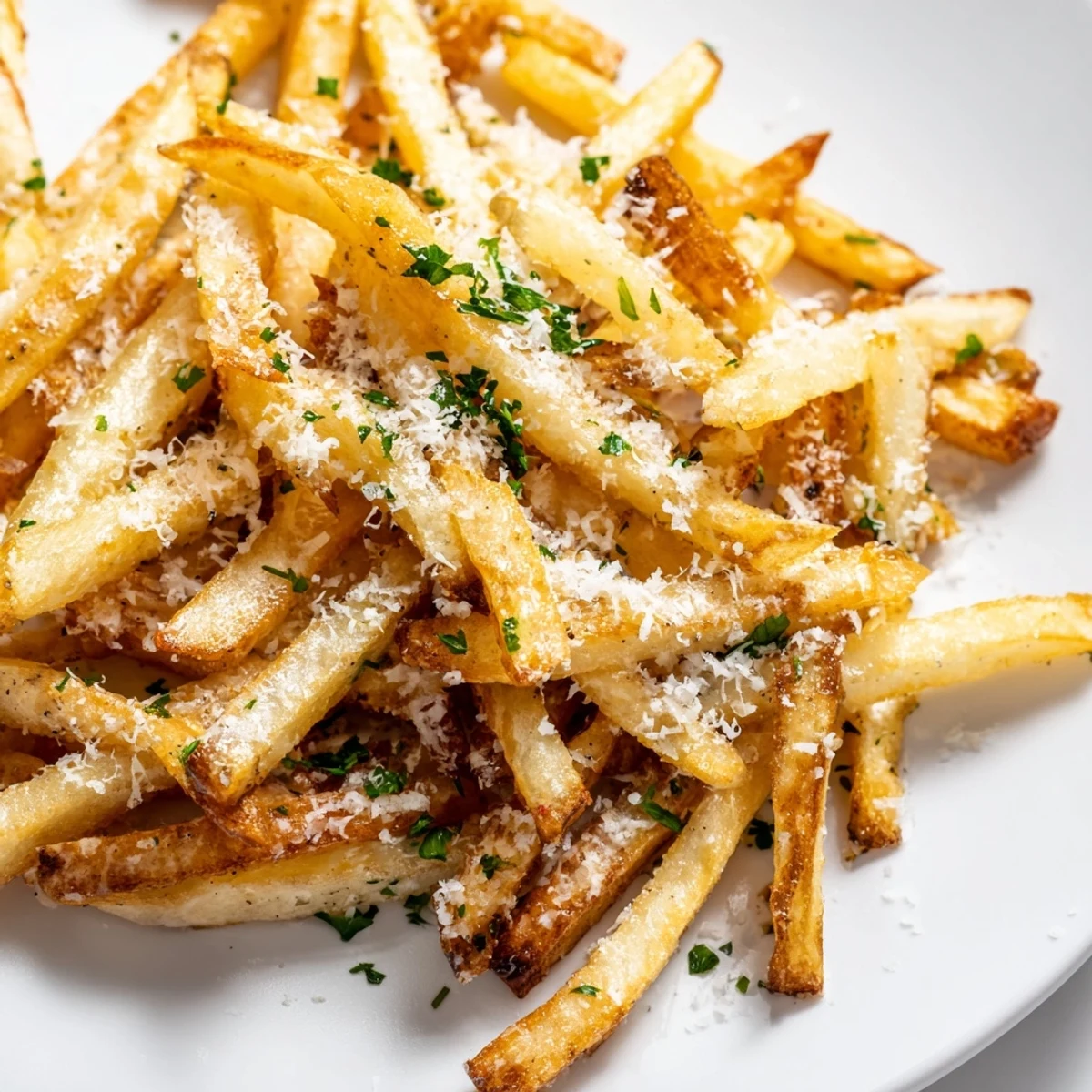 Crispy homemade Truffle Parmesan Fries tossed in aromatic truffle oil and topped with freshly grated Parmesan cheese.