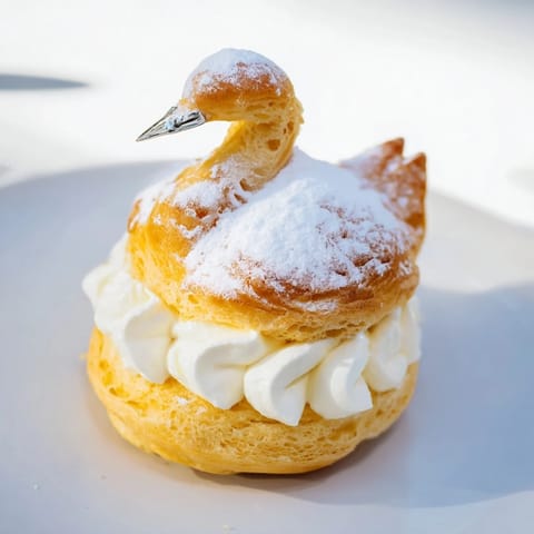 Delicate swan pastries on a platter, showcasing the lovely Feathered Friend Swan Pastry Platter dessert recipe.