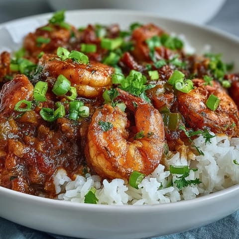 This steaming bowl of Classic New Orleans Étouffée is garnished with fresh parsley and vibrant green onions.
