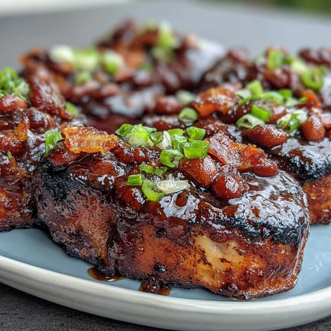 Savory Summer BBQ Baked Beans with Bacon, bubbling in a rich brown sugar and molasses sauce, perfect for backyard cookouts.  