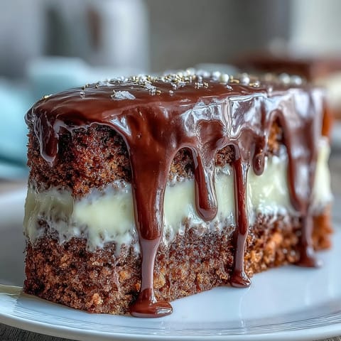 White chocolate drip cake adorned with golden balloon decorations, a festive centerpiece for any graduation party.