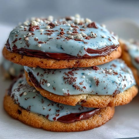 Soft blue sugar cookies with chocolate speckles, inspired by robins eggs, perfect for spring celebrations and Easter gatherings.