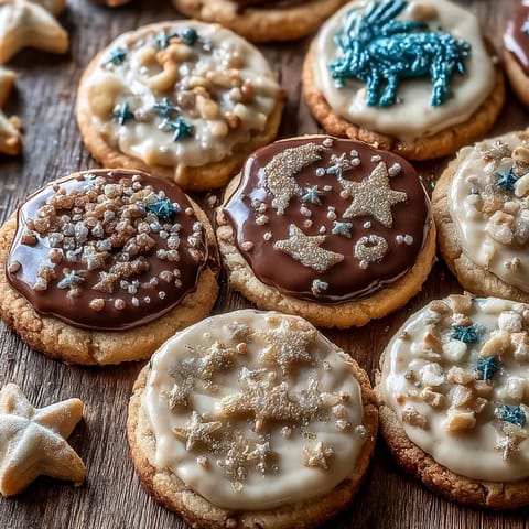 Buttery Gemini Zodiac Cookies topped with shimmering star royal icing, ready to celebrate!