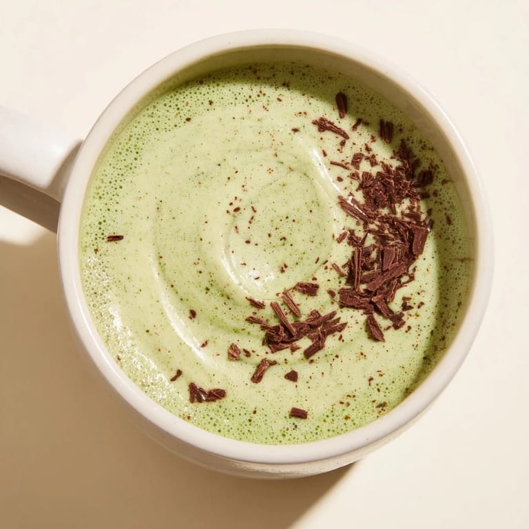 Imagine a perfectly blended Collagen Peppermint Mocha Matcha Latte, ready to sip and experience the sweet minty notes.