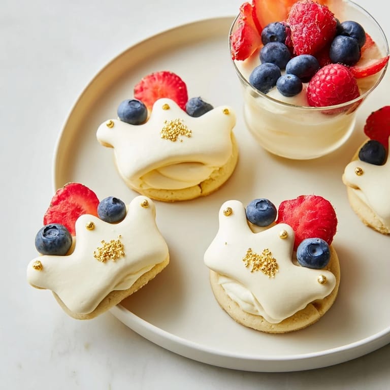 Creamy white chocolate mousse alongside the Princess Crown Dessert Tray makes an elegant dessert.