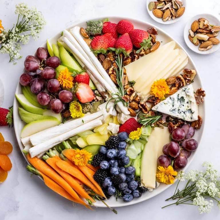 Imagine an inviting Enchanted Forest Grazing Board, a delightful vegetarian spread perfect for a charming picnic.