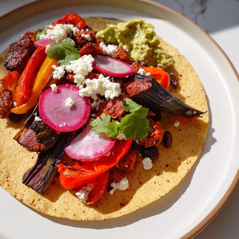 A Southwestern feast: the Desert Bloom Cactus Taco Board, overflowing with vibrant toppings, waiting to be enjoyed.