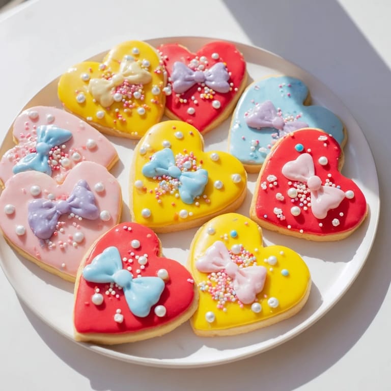 Celebrate with beautifully decorated Pretty Bows Heart & Star Cookies, complete with sprinkles and edible pearls.