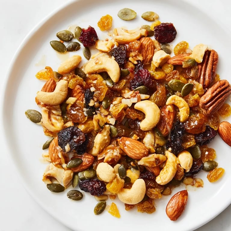 Golden, roasted nuts and fruits create the delicious texture of this Nutty Nosh Squirrel Snack Mix.