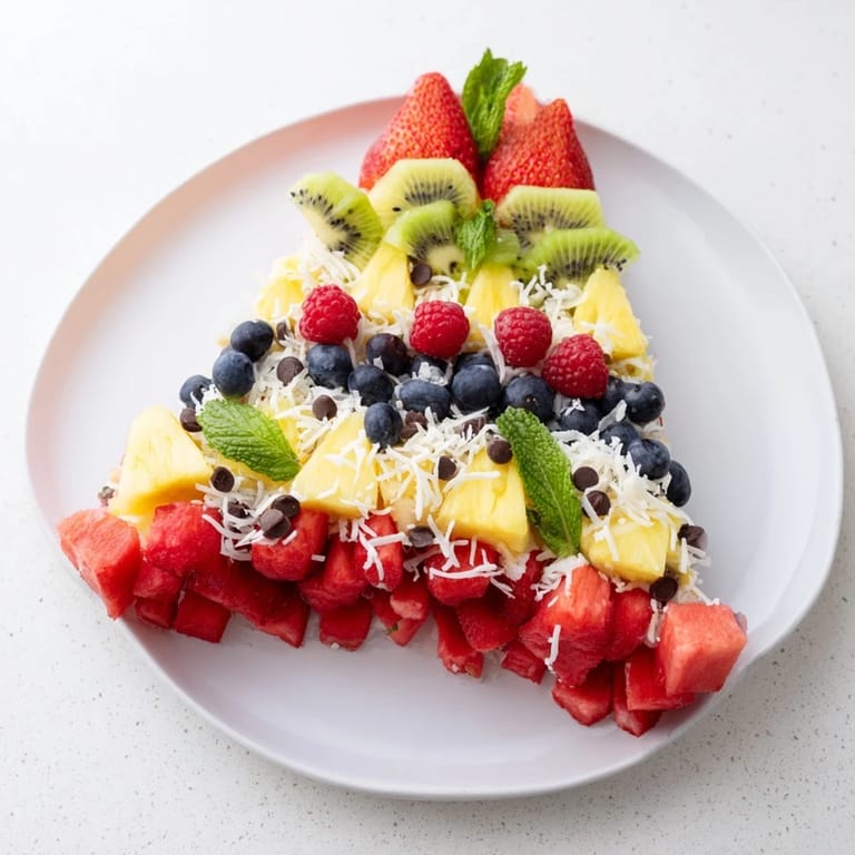 This healthy Birthday Board: Cake Slice, brimming with colorful fresh fruit, is perfect for a party.