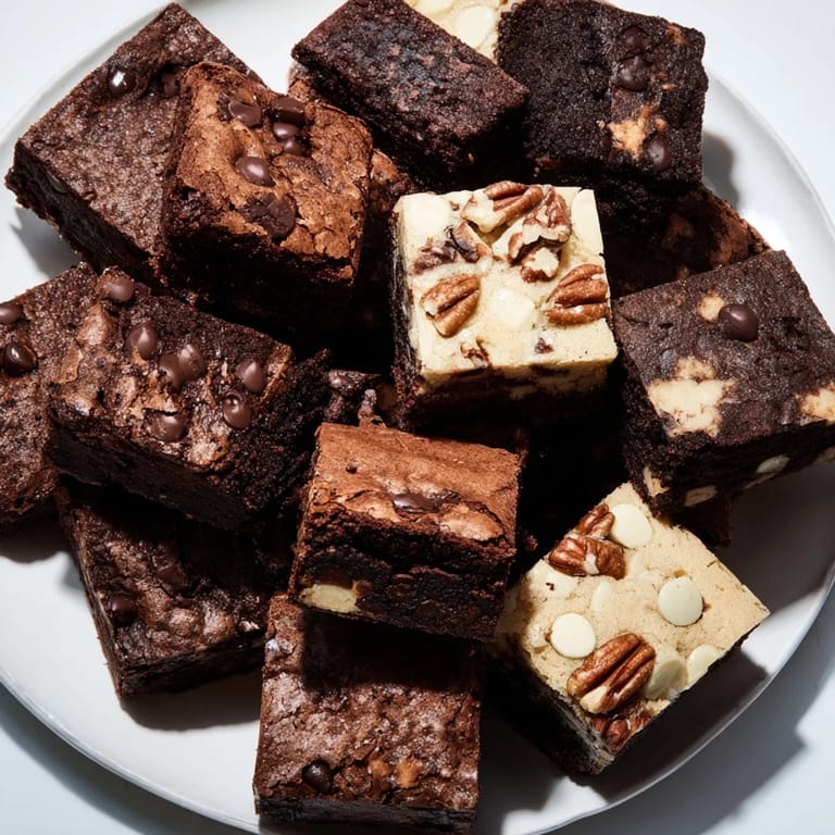 The perfect, inviting dessert: a platter featuring rich brownie and buttery blondie squares, ready to serve!