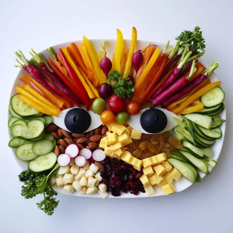 A delicious The Masquerade Mask, showcasing colorful bell peppers and grapes artfully arranged for the festive occasion.