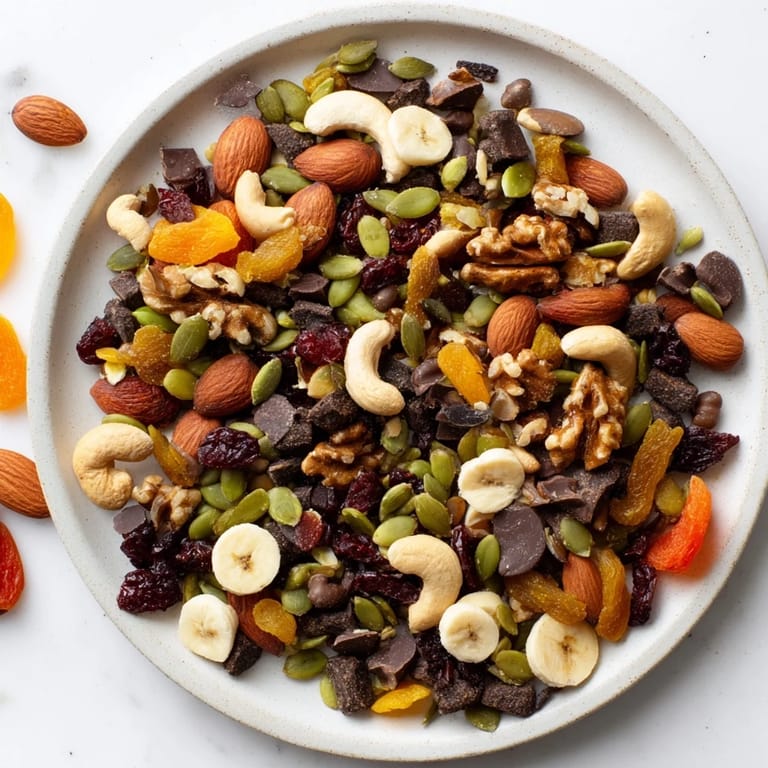 Trail Mix Custom in a glass jar, perfect for on-the-go snacks and outdoor adventures.  