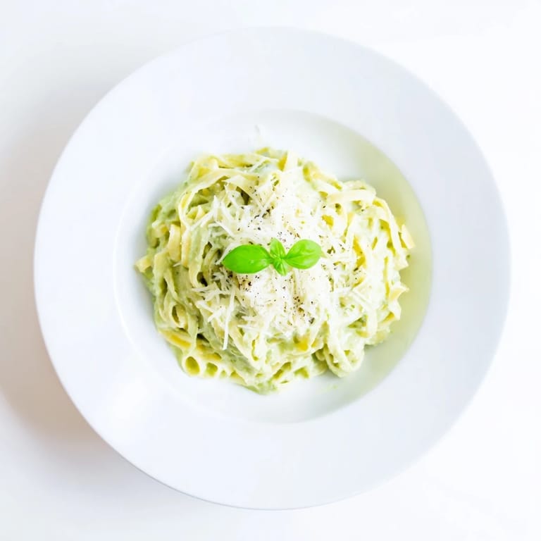 A serving of vegetarian Creamy Green Pea Alfredo on a plate, garnished with grated Parmesan and herbs, perfect for a comforting Italian-inspired dinner.