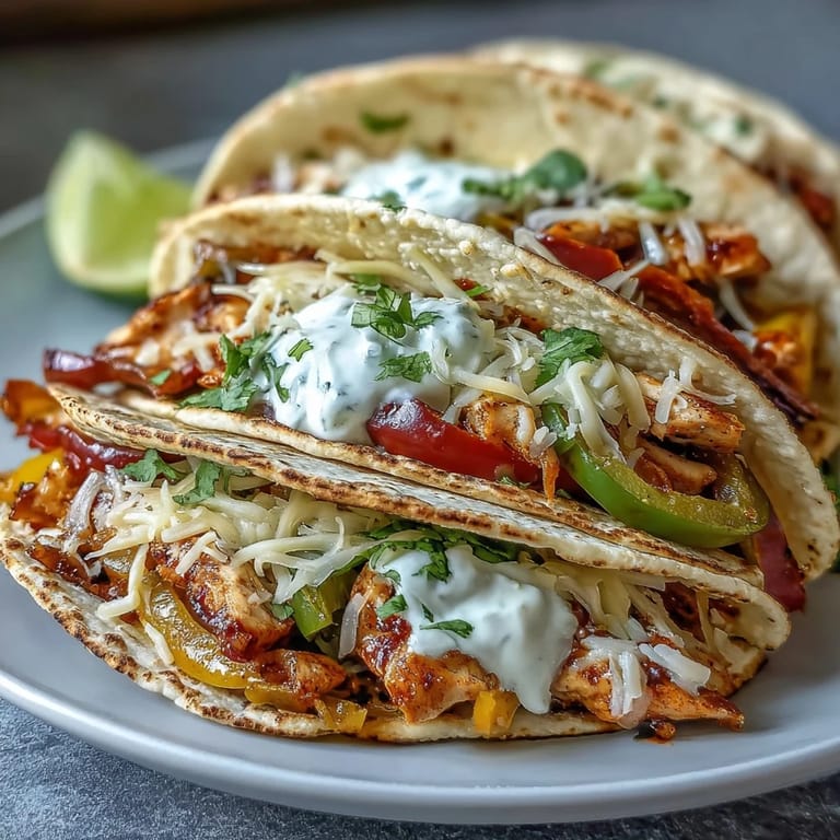 A close-up of Easy Chicken Fajitas toppings including sour cream, salsa, and shredded cheese.