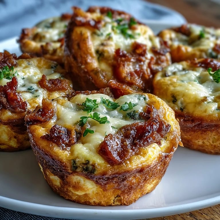 Warm, savory Breakfast Egg Muffins packed with cheese and bacon, perfect for a handheld breakfast.