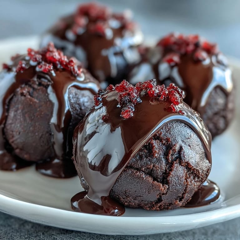 Homemade Black Currant Chocolate Truffles garnished with crushed freeze-dried fruit, perfect for serving on a dessert platter.