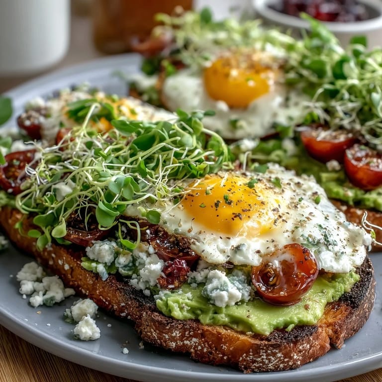 Customizable avocado toast board with hard-boiled eggs, pickled onions, and pumpkin seeds for brunch.