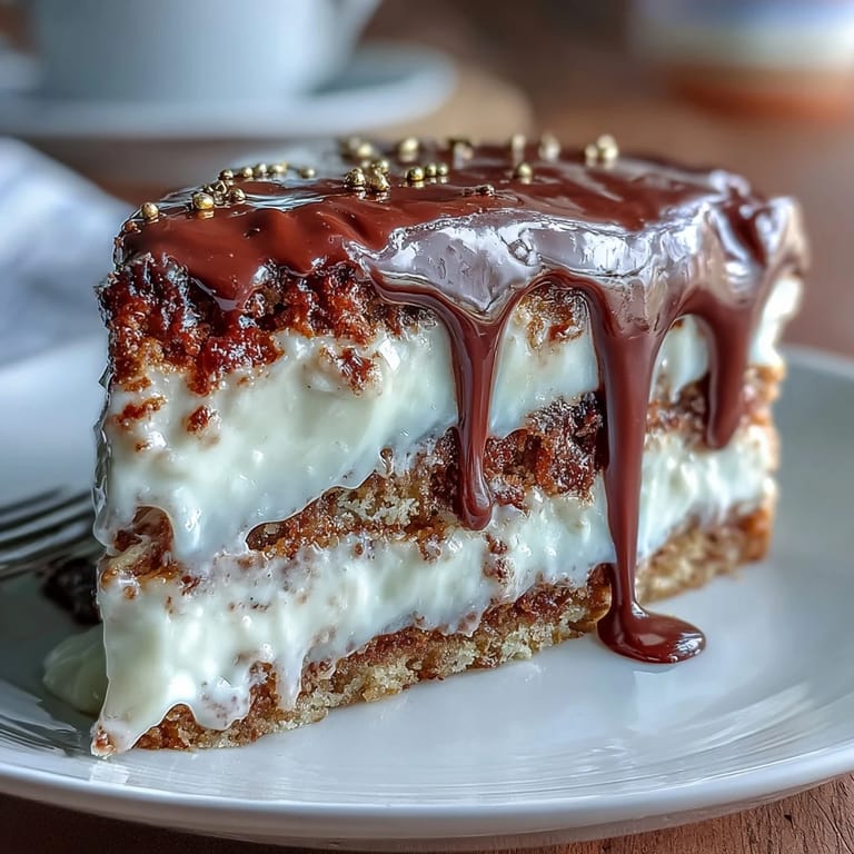 Vanilla sponge cake with silky white chocolate buttercream, dramatic drip, and gold balloon accents, ideal for milestone celebrations.