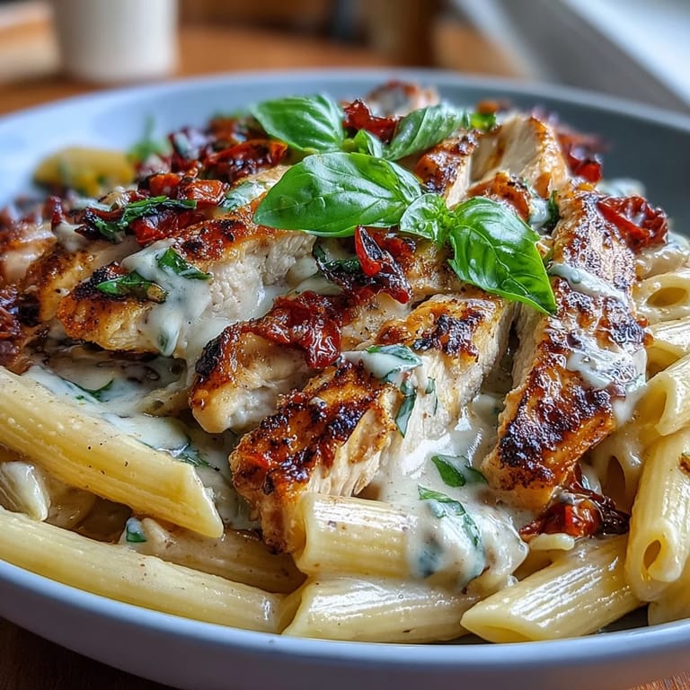 Delicious Marry Me Chicken Pasta, perfectly coated in a decadent sun-dried tomato sauce.