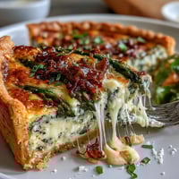 Spring Asparagus Quiche with Gruyère and caramelized shallots in a golden, flaky crust, perfect for brunch or a light lunch.